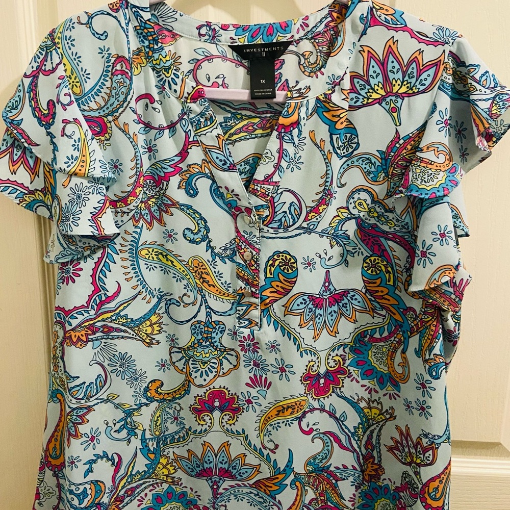 Light Teal Green Paisley Top